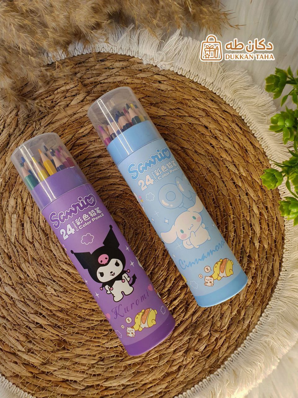 علبة أقلام تلوين خشب كيرومي 24 لون مع براية مدمجة