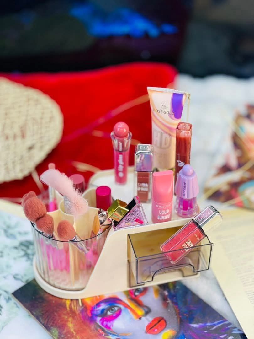 منظم مكياج 2 درج + جزء دوّار للفرش - الصورة 2